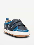 Image number 1 showing, Double Secure-Strap Faux-Leather Sneakers for Baby