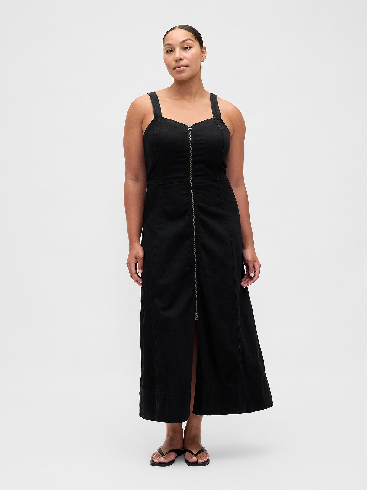 UltraSoft Denim Zip-Front Maxi Dress | Gap