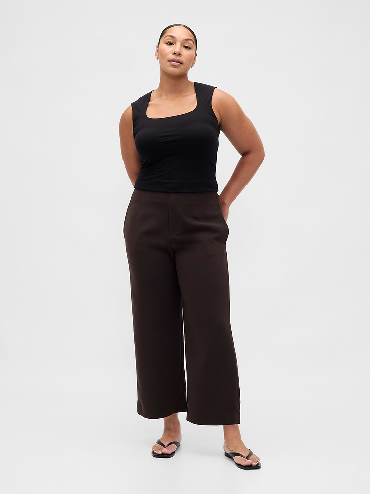 Image number 5 showing, High Rise Twill Straight Ankle Pants