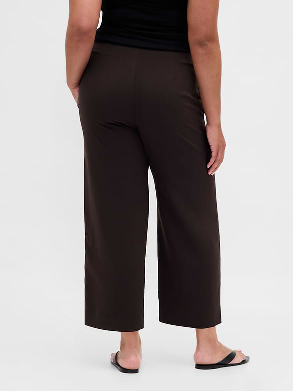 High Rise Twill Straight Ankle Pants