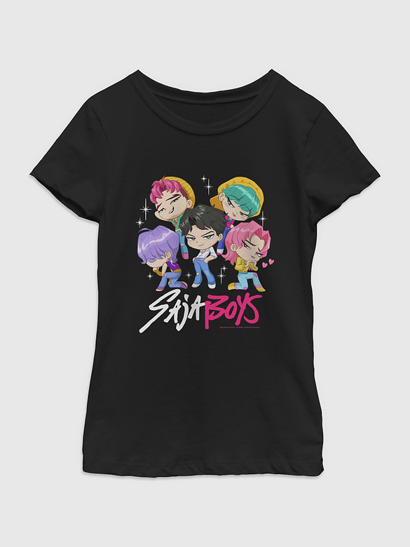 K-Pop Demon Hunters Saja Boys Chibi Group Graphic T-Shirt For Girls