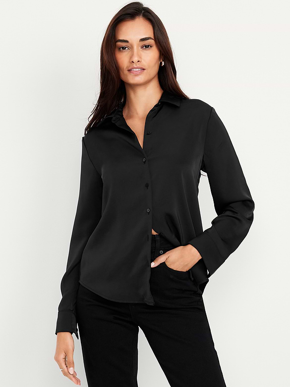 Satin Button-Down Shirt
