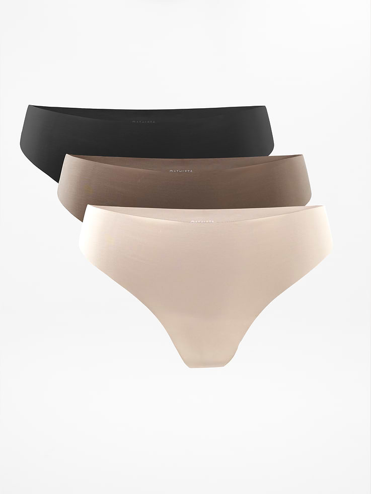 Image number 1 showing, Sleek Form No Show Thong Underwear 3-Pack