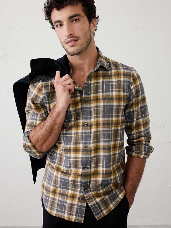 Slim-Fit Lightweight Flannel Shirt