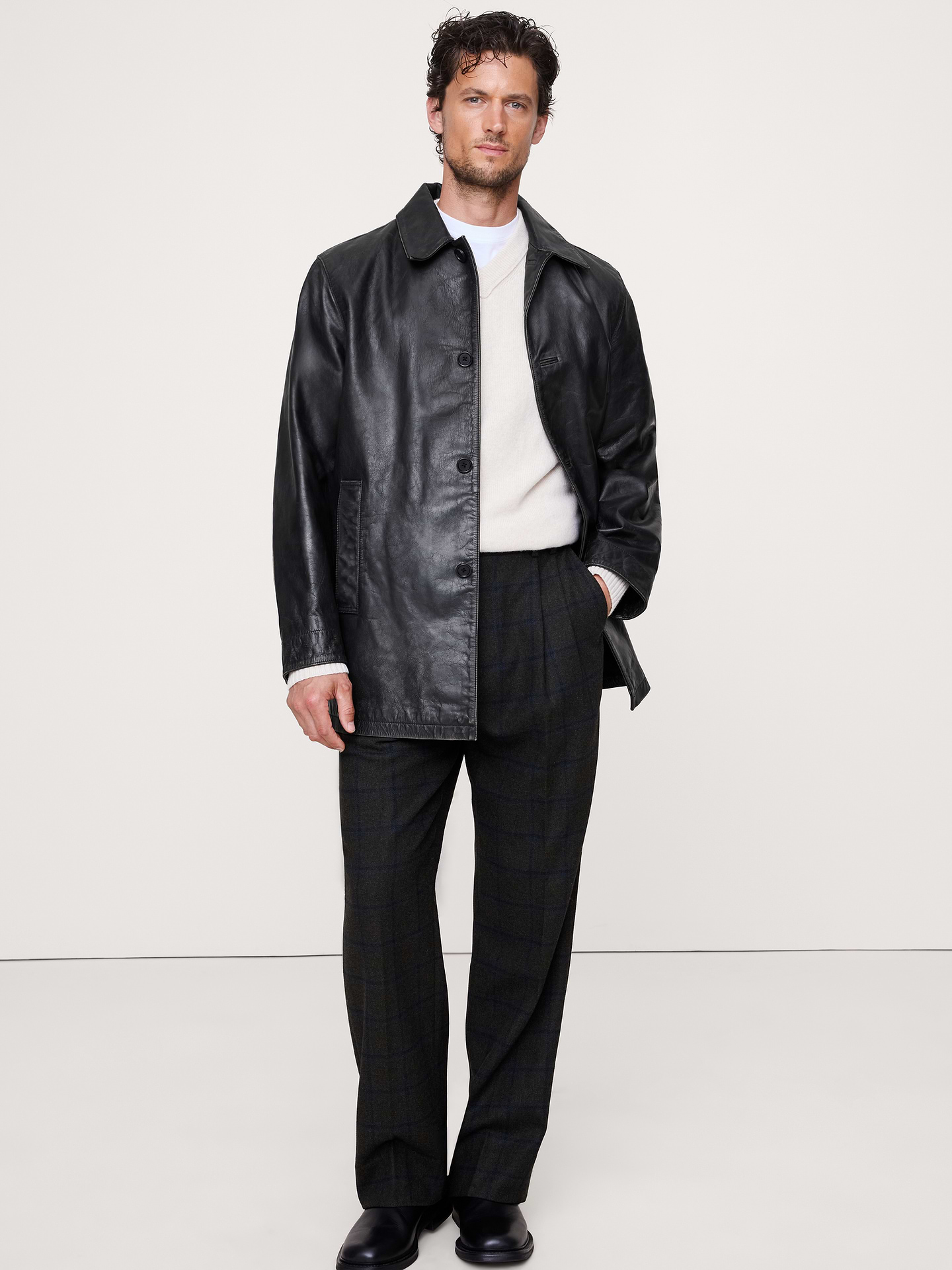 Image number 1 showing, Relaxed Leather Carcoat