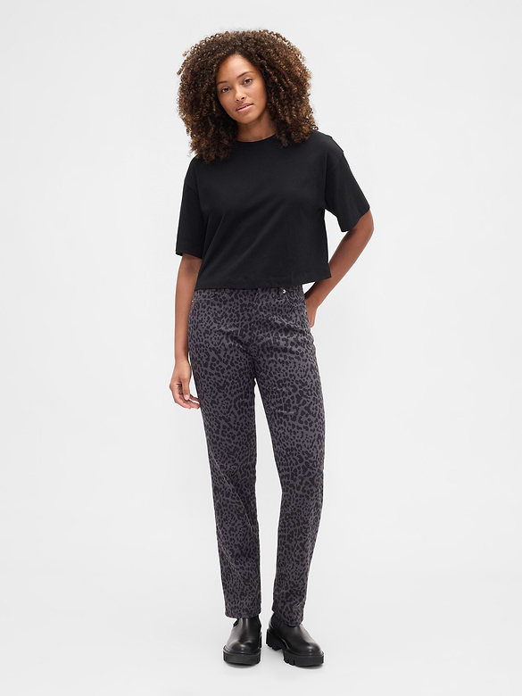 High Rise '90s Slim Straight Leopard Print Jeans