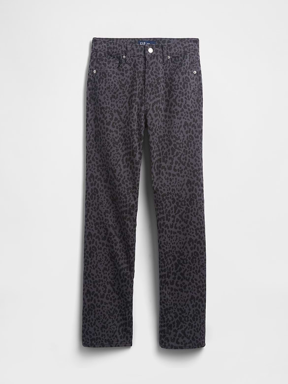 High Rise '90s Slim Straight Leopard Print Jeans