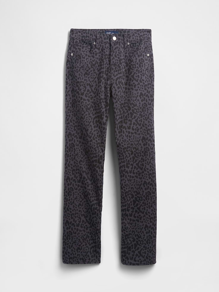 Image number 7 showing, High Rise '90s Slim Straight Leopard Print Jeans