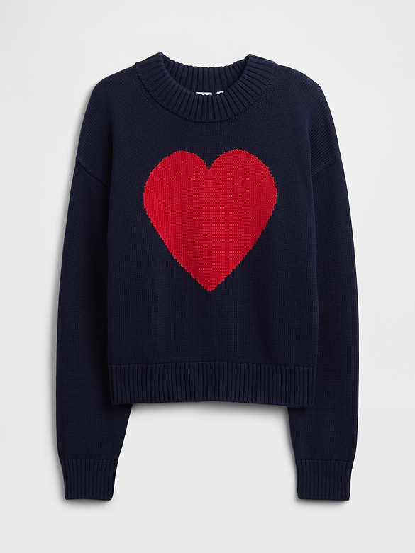 Relaxed Cropped Intarsia Sweater