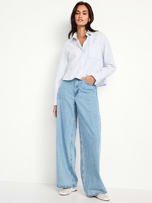 cropped dress shirt Oversized Crop in Off-white Cropped with raw edge The Shirt The Boxy Short