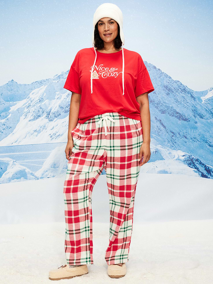 L'image numéro 7 présente Pantalon de pyjama en flanelle à carreaux à taille mi-basse pour femme