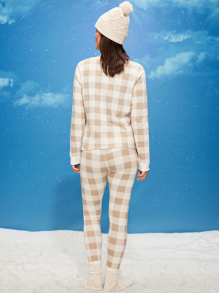 Image number 5 showing, High-Waisted Printed Waffle Pajama Leggings for Women