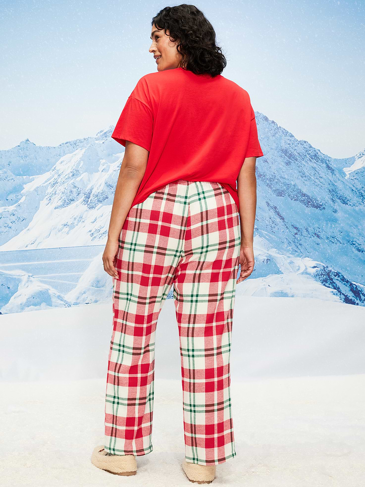 L'image numéro 8 présente Pantalon de pyjama en flanelle à carreaux à taille mi-basse pour femme