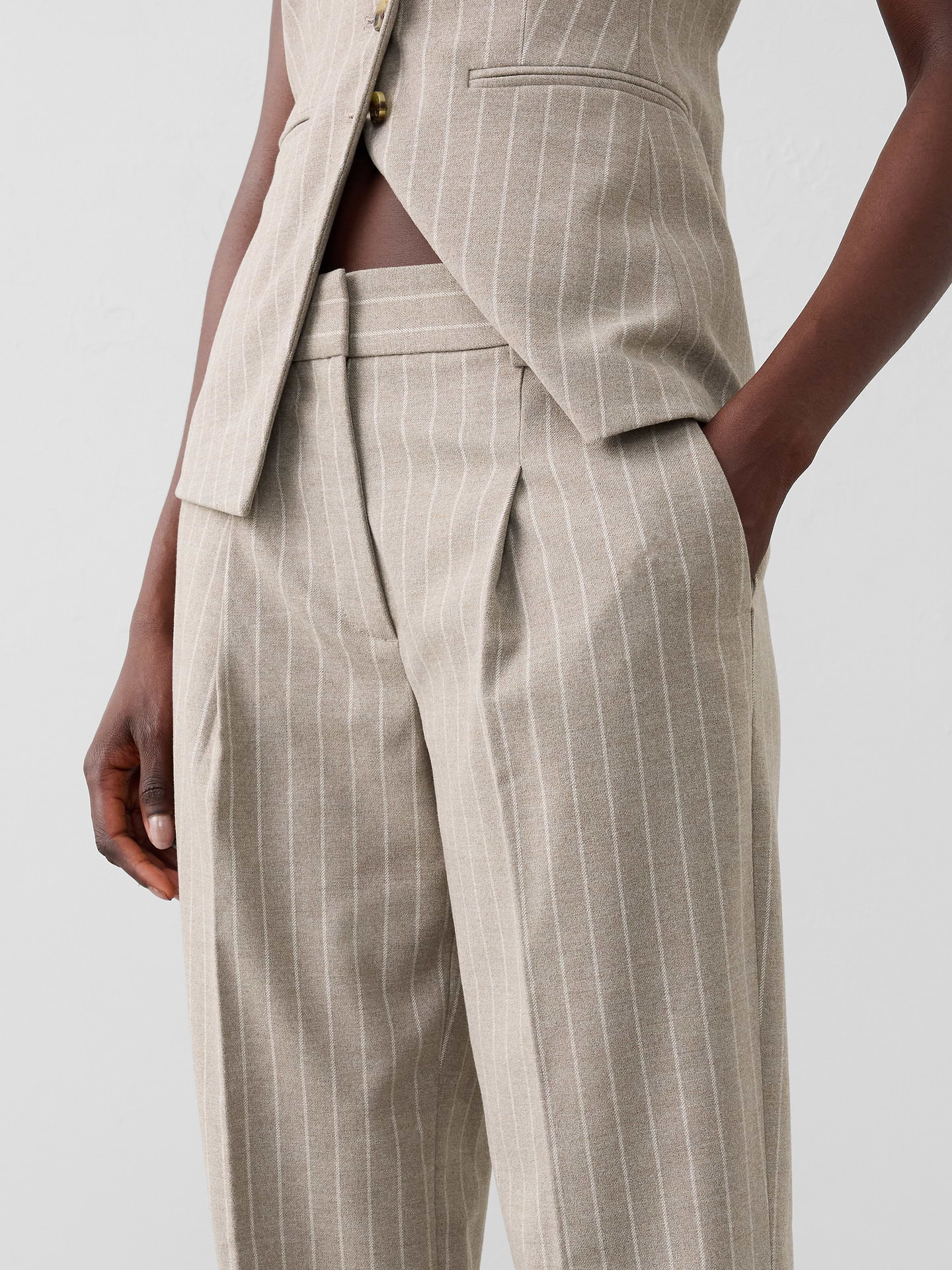 Image number 3 showing, Straight High-Rise Pinstripe Trouser