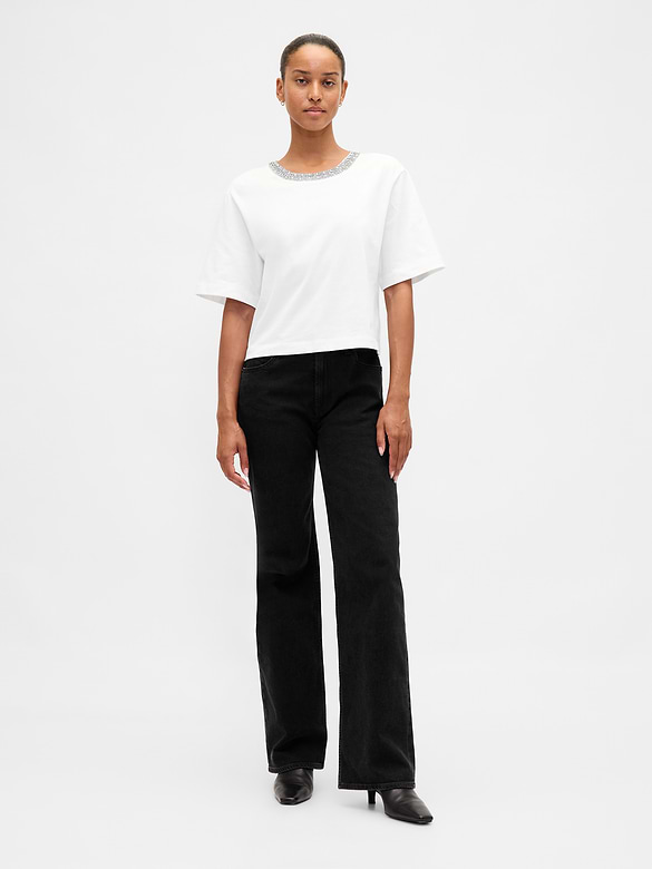 Heavyweight Jewel-Neck Crop T-Shirt
