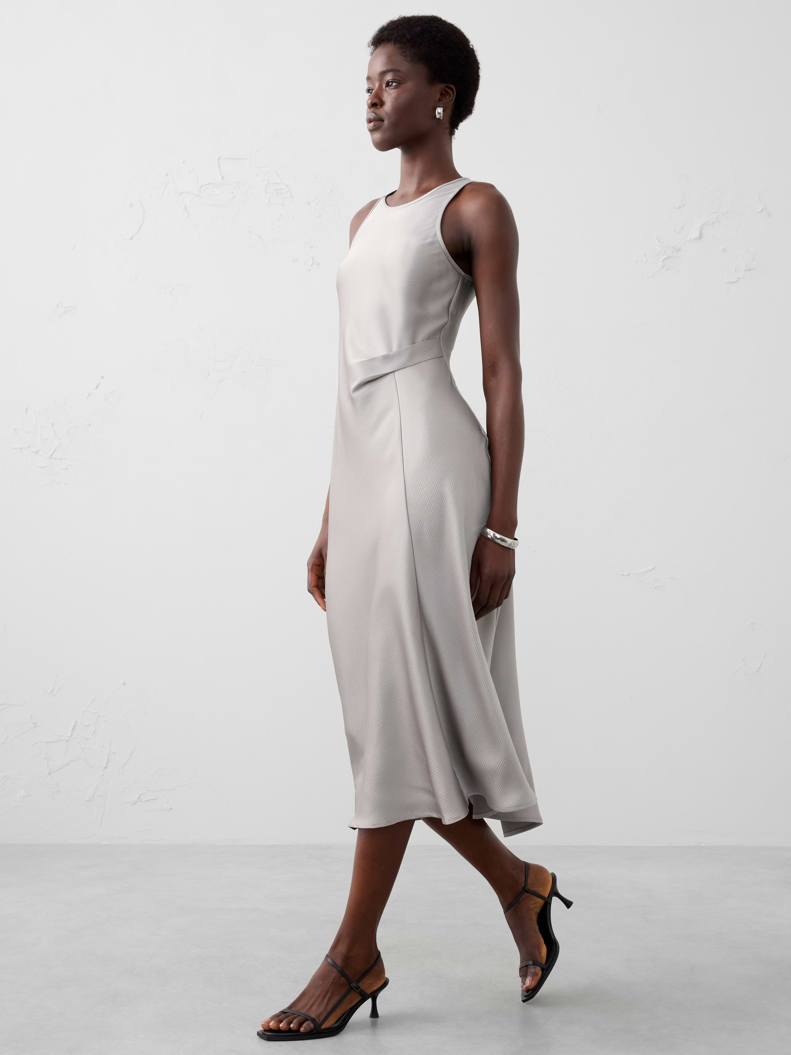 banana republic grey silk dress Satin Midi VIN