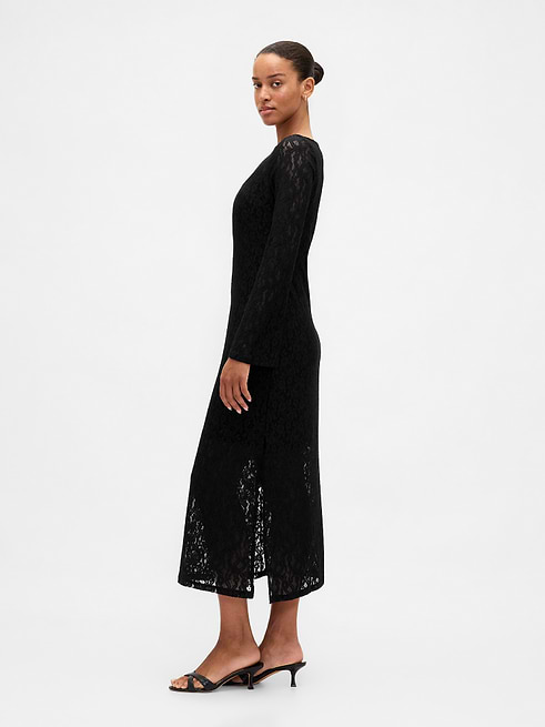 black maxi dress bell sleeves Lace Bell-Sleeve TEMPPROMO YAS - Tiered A-Line Shoe Size:10 this maxi dress features