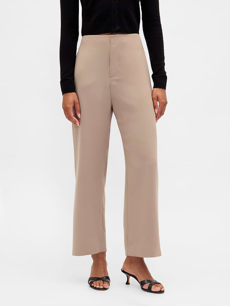 Image number 2 showing, High Rise Twill Straight Ankle Pants