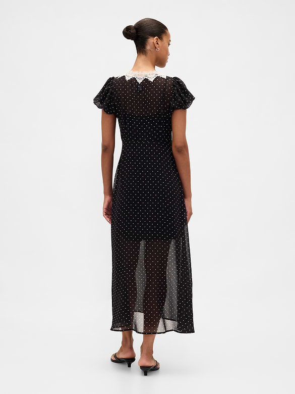 Lace-Trim V-Neck Maxi Dress