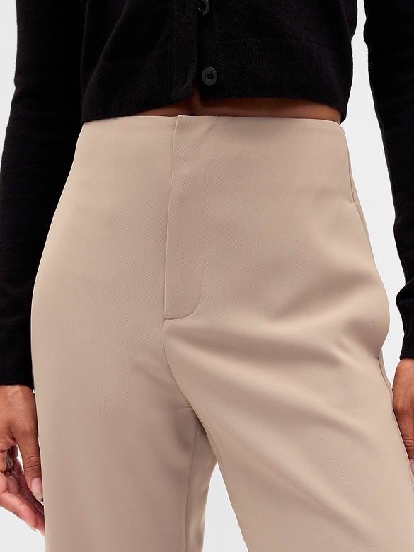 High Rise Twill Straight Ankle Pants
