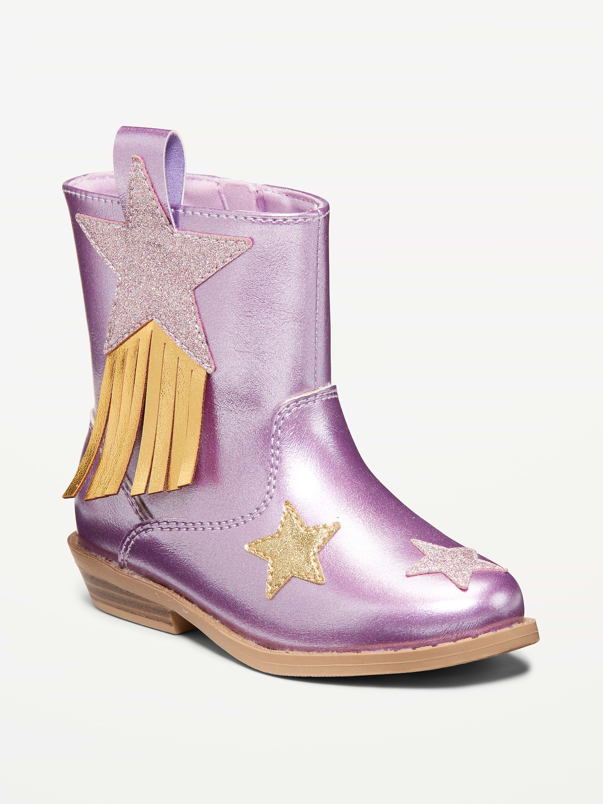 Image number 1 showing, Shiny Side-Zip Western Boots for Toddler Girls