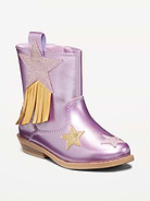 Image number 1 showing, Shiny Side-Zip Western Boots for Toddler Girls