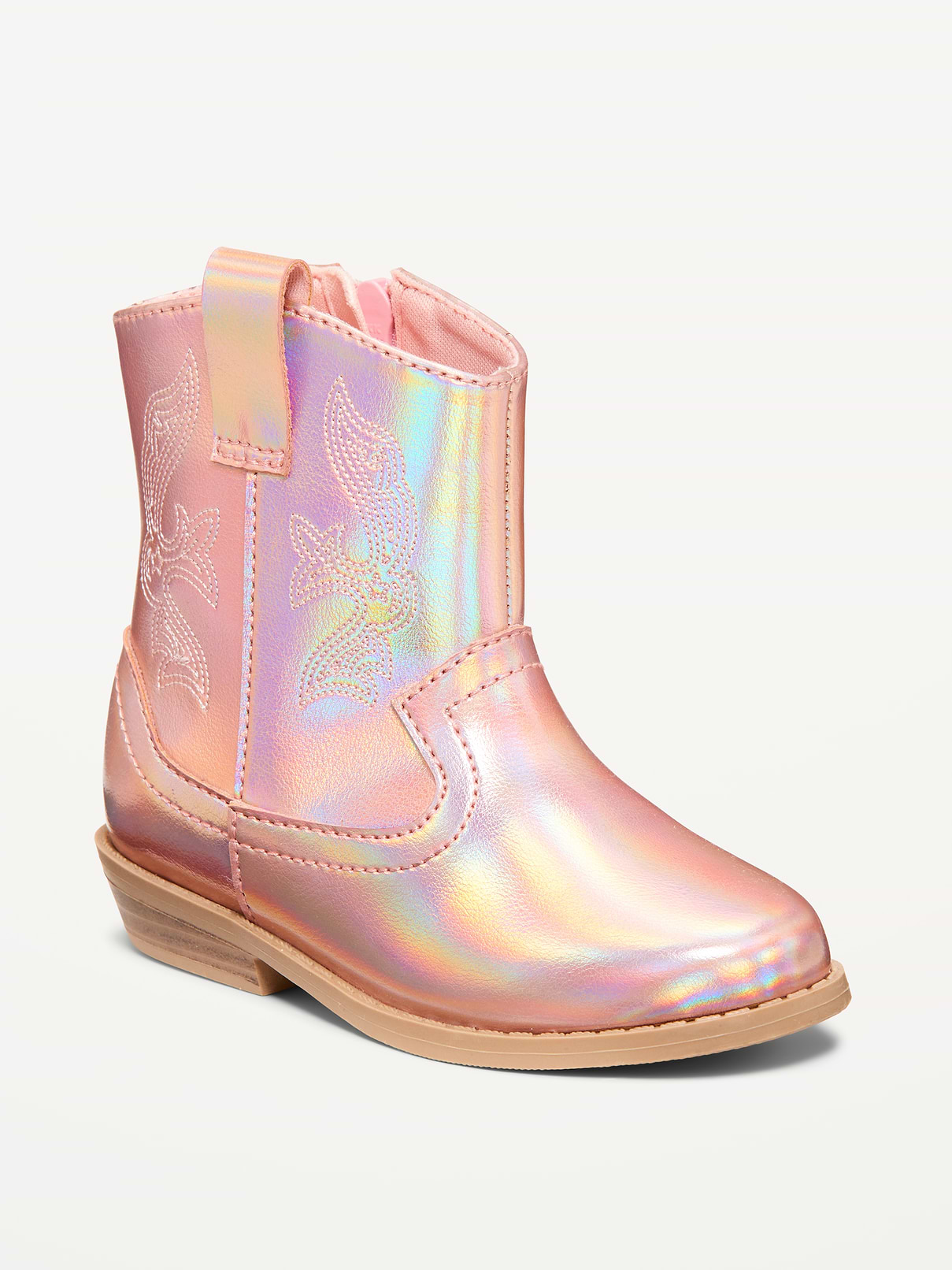 Image number 1 showing, Shiny Side-Zip Western Boots for Toddler Girls