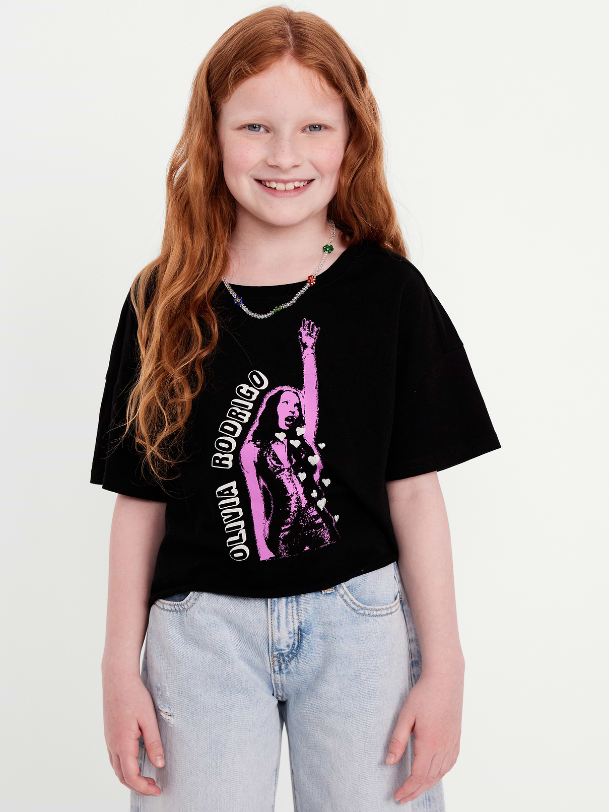 Image number 1 showing, Olivia Rodrigo™ Cropped Graphic T-Shirt for Girls