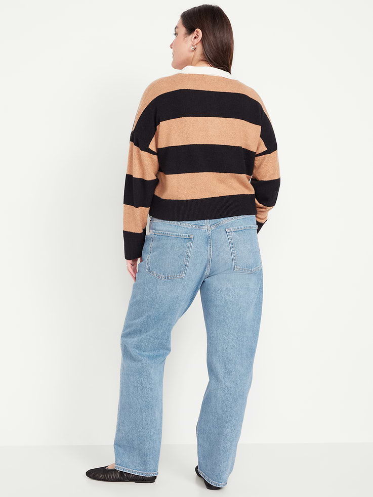 L'image numéro 7 présente Jean coupe droite détendue à taille mi-basse