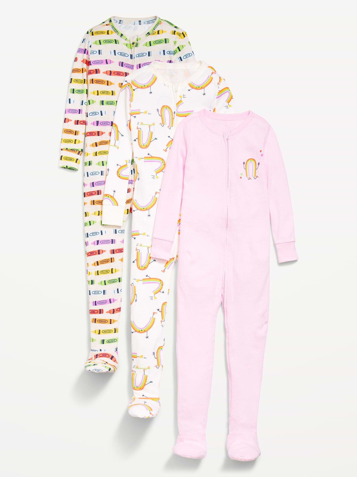 Image number 1 showing, Snug-Fit 2-Way-Zip Pajama One-Piece 3-Pack for Toddler & Baby