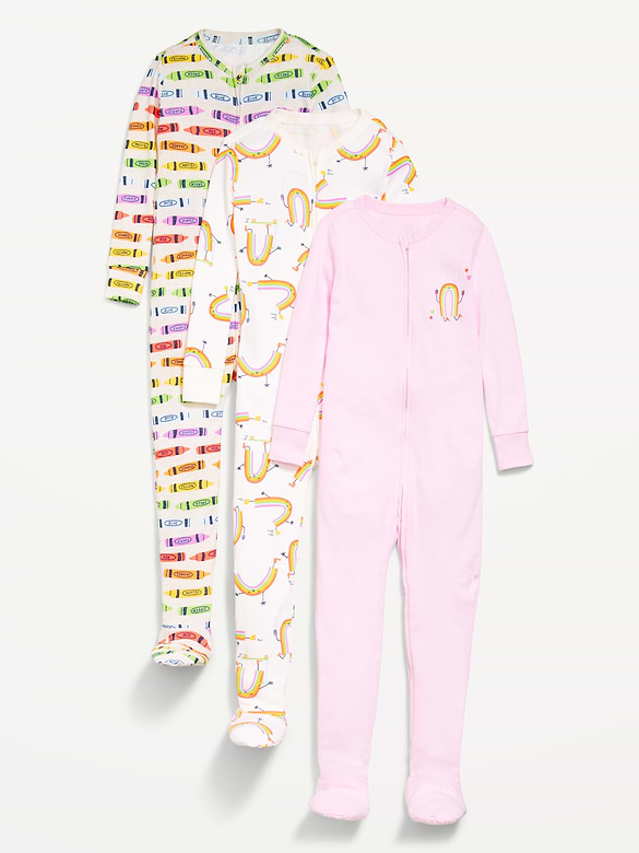 Snug-Fit 2-Way-Zip Pajama One-Piece 3-Pack for Toddler & Baby