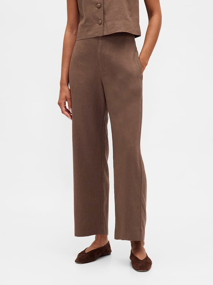 Image number 2 showing, Linen-Blend Relaxed Straight Ankle Pants