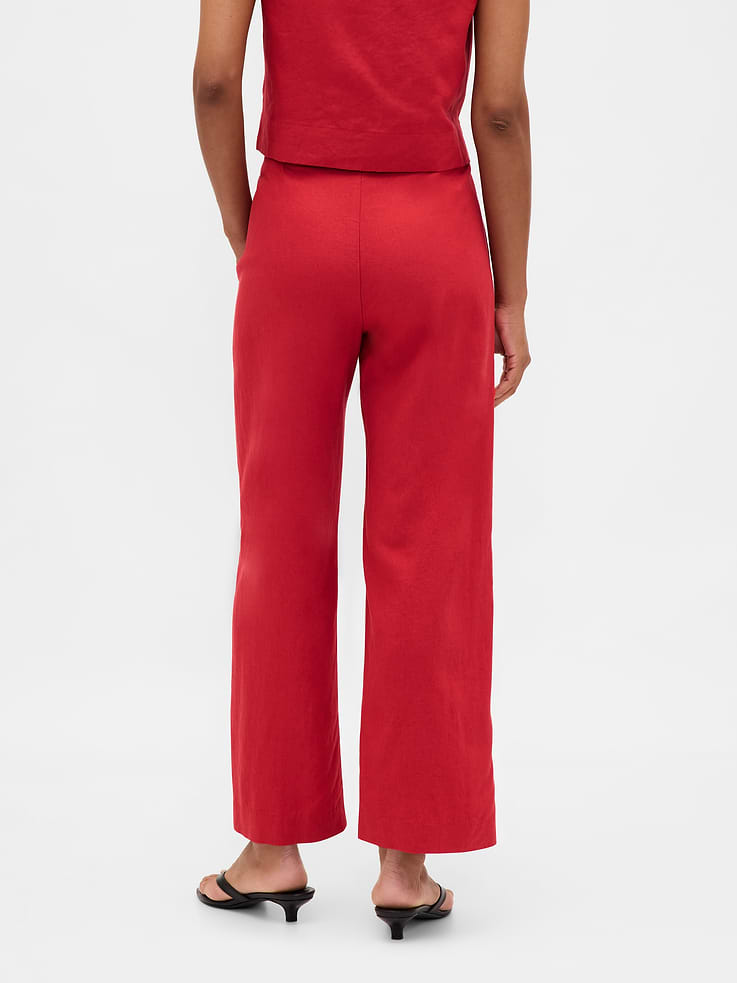 Image number 4 showing, Linen-Blend Relaxed Straight Ankle Pants