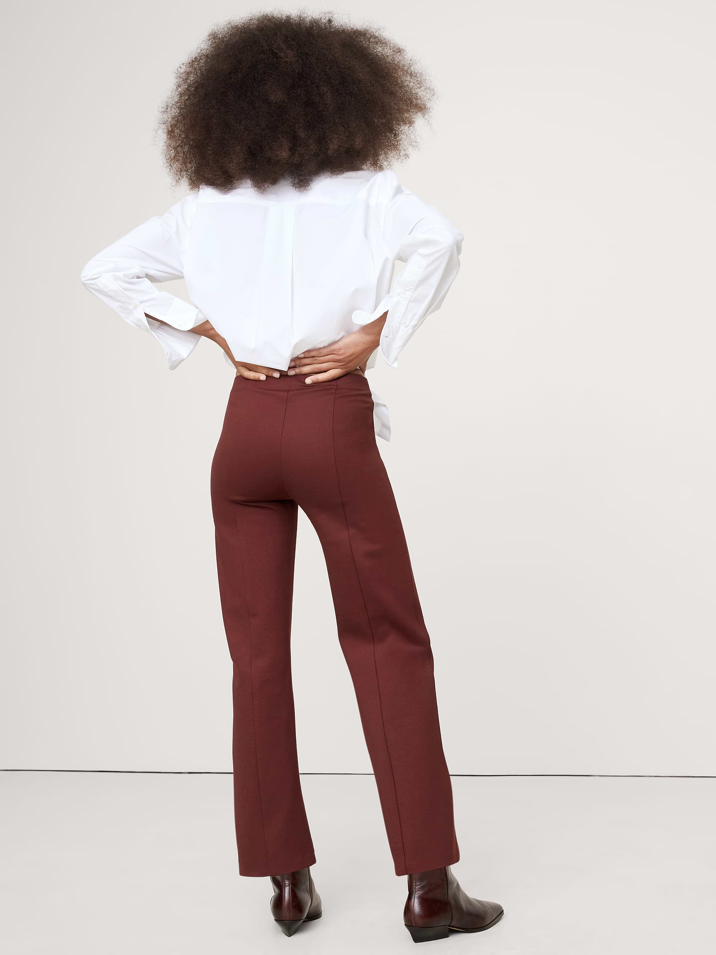 L'image numéro 3 présente Pantalon droit Tout-aller en tricot point de Rome longueur cheville