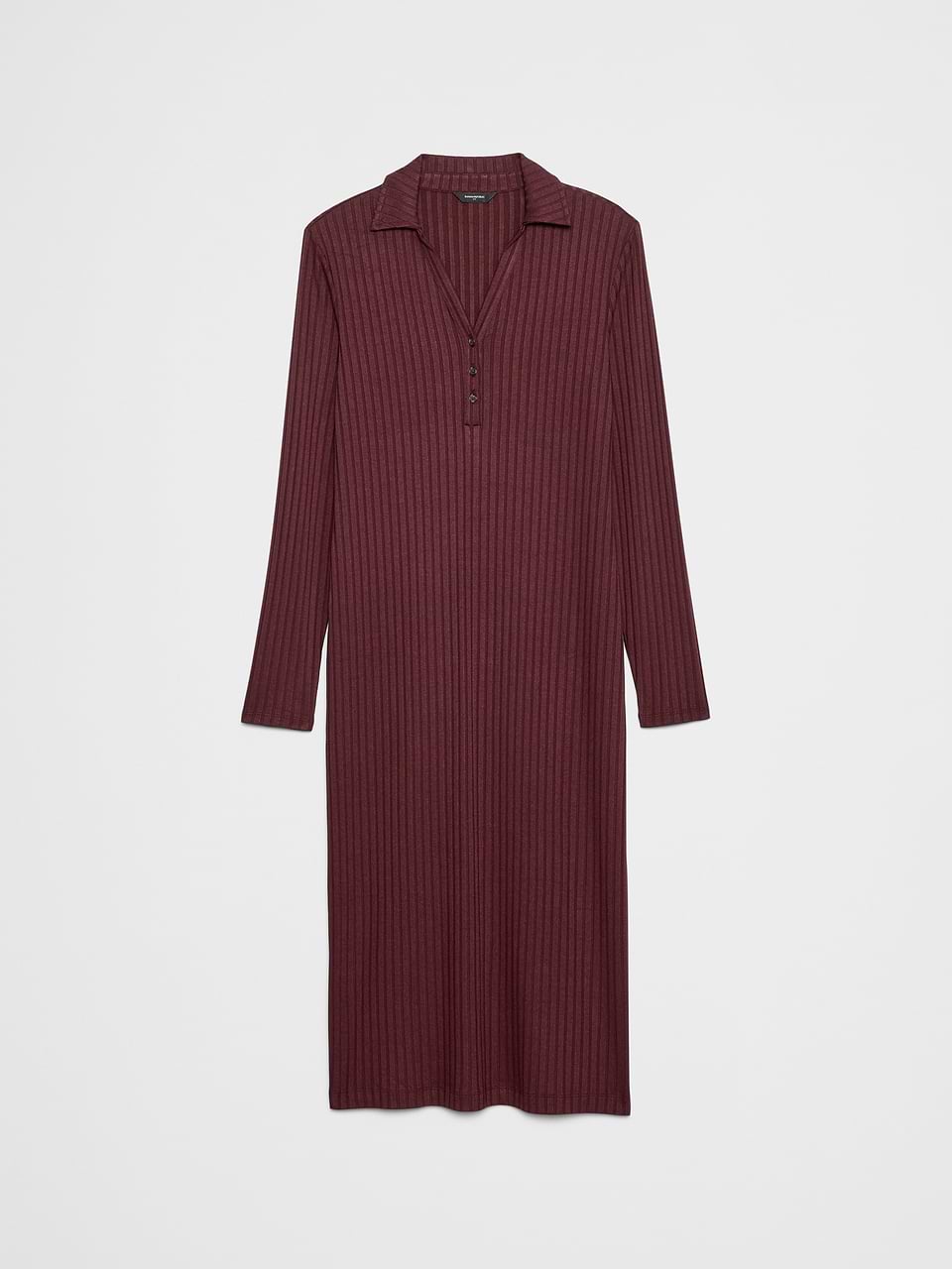 ribbed stretch knit button midi dress Wide-Ribbed Womens Clothing