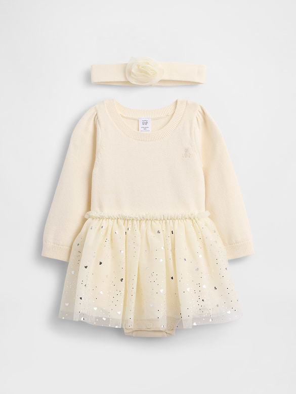 Baby Tulle Sweater Bodysuit Dress Set
