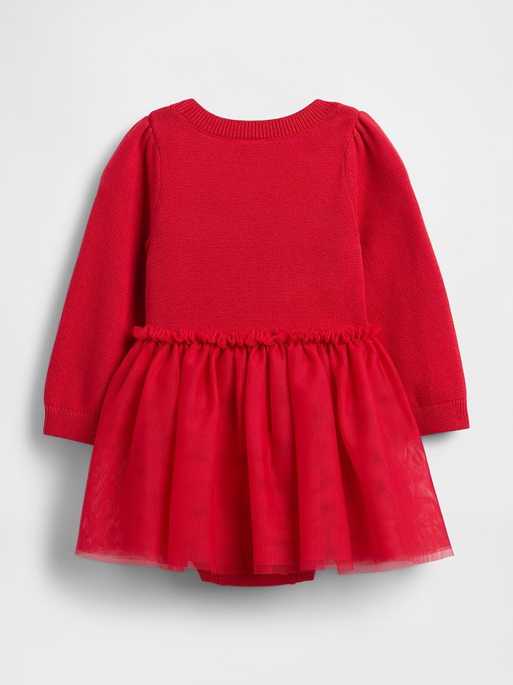 Image number 2 showing, Baby Tulle Sweater Bodysuit Dress Set