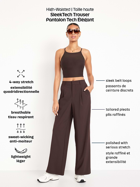 High-Waisted SleekTech Trouser Pants