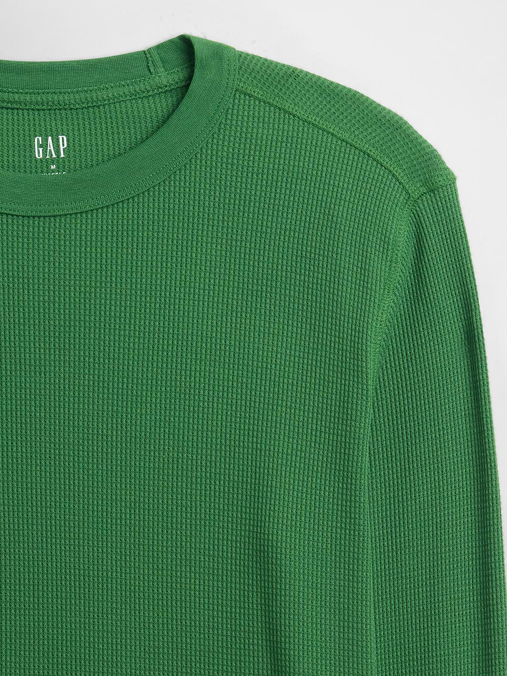 Image 2 of 3, Waffle-Knit Crewneck T-Shirt