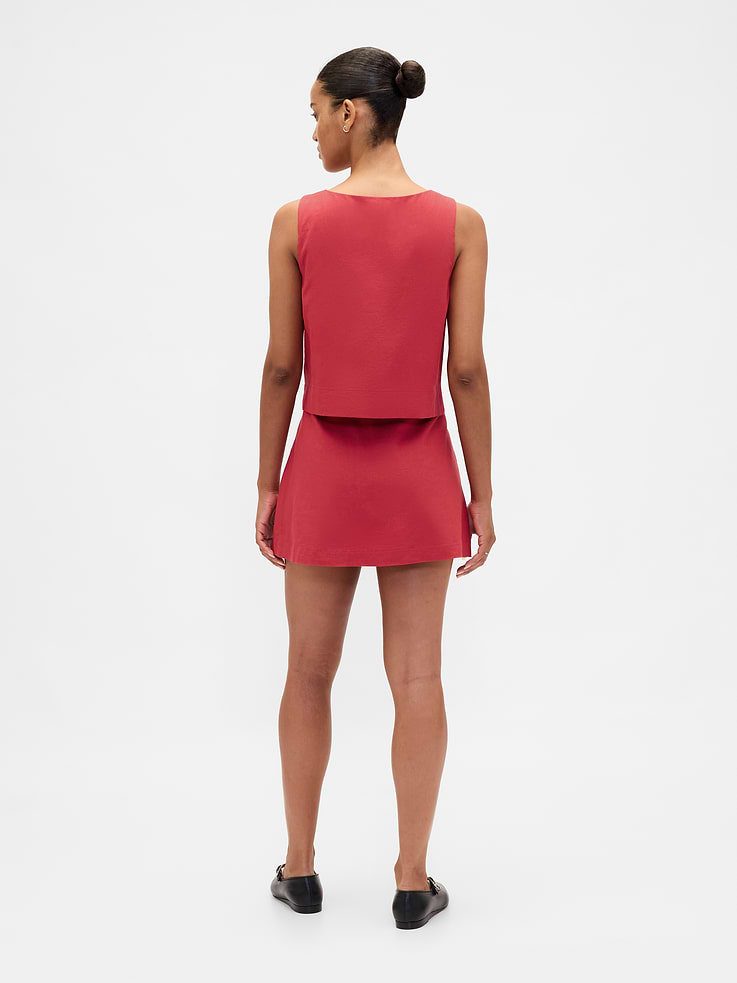 Image 2 of 5, Linen-Blend Button-Front Mini Skort