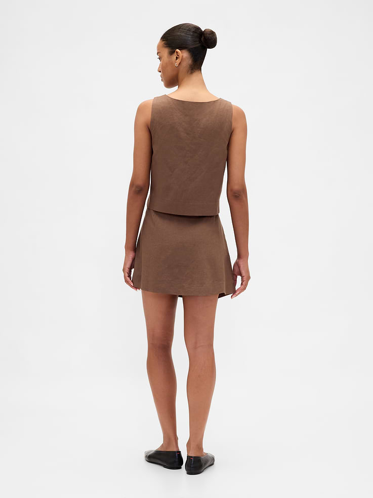 Image number 2 showing, Linen-Blend Button-Front Mini Skort