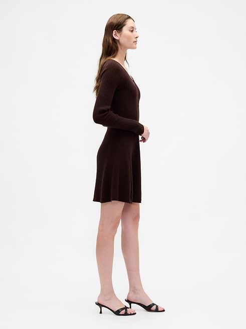 brown and cream polka dot dress CashSoft Rib Sweater Mini brown spotty dress