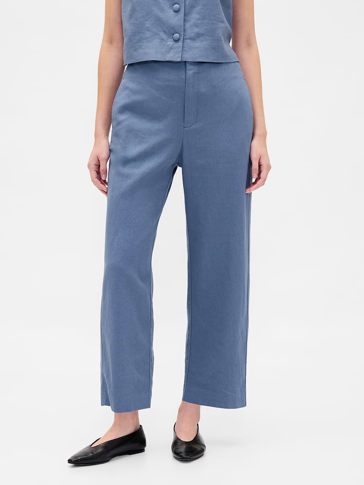Image number 2 showing, Linen-Blend Relaxed Straight Ankle Pants