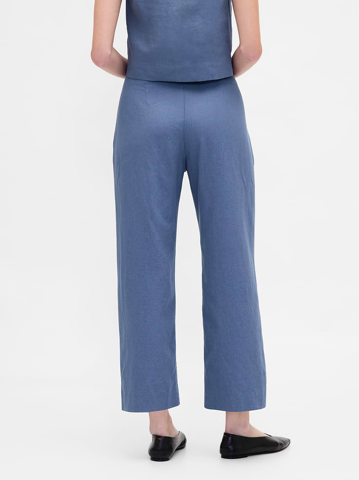 Image number 4 showing, Linen-Blend Relaxed Straight Ankle Pants