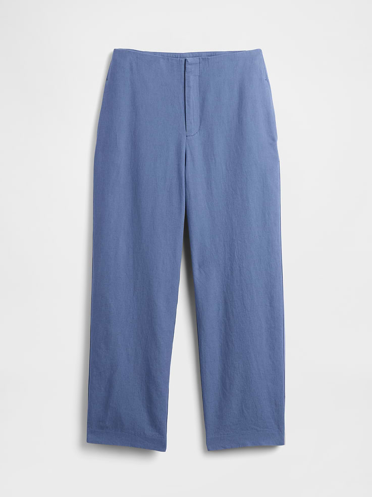 Image number 6 showing, Linen-Blend Relaxed Straight Ankle Pants