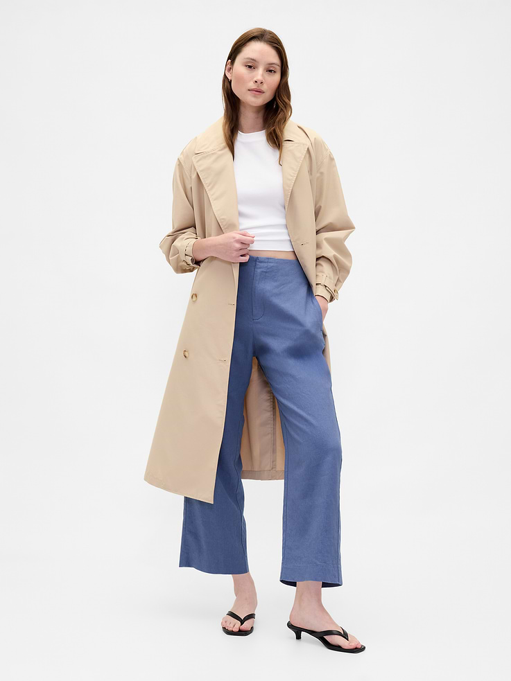 Image number 7 showing, Linen-Blend Relaxed Straight Ankle Pants