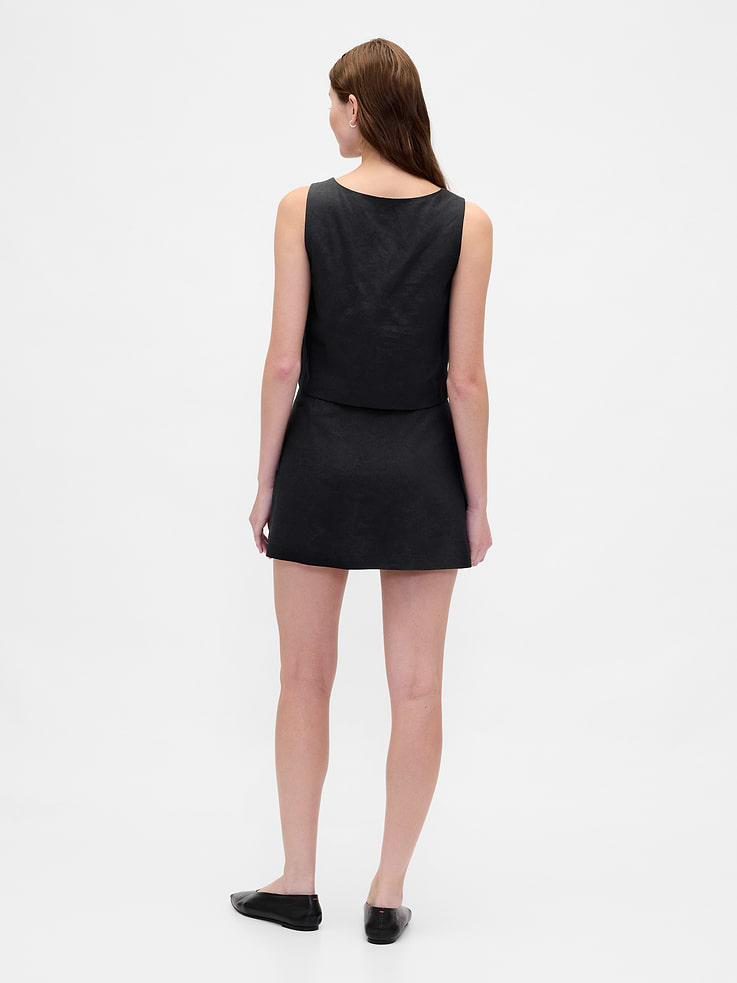 Image number 2 showing, Linen-Blend Button-Front Mini Skort