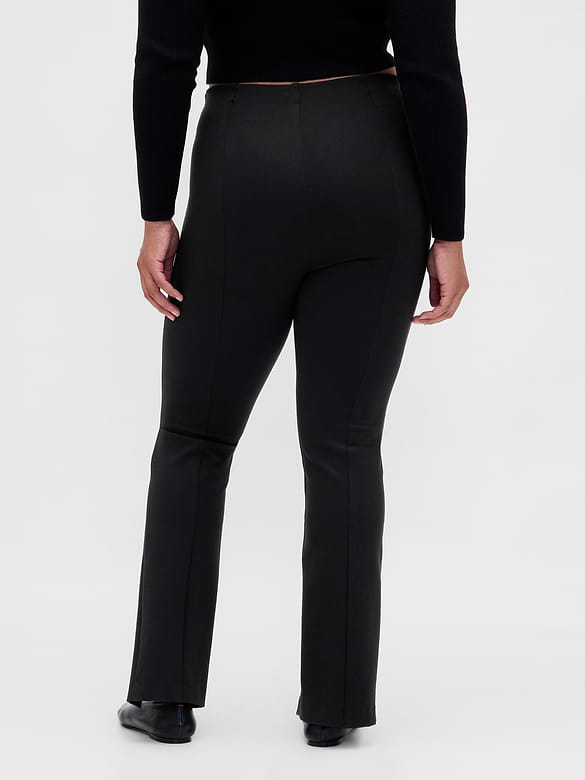 High Rise Double Knit Split-Hem Flare Pants