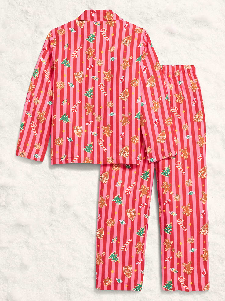 Image number 2 showing, Printed Gender-Neutral Button-Front Pajama Set for Kids