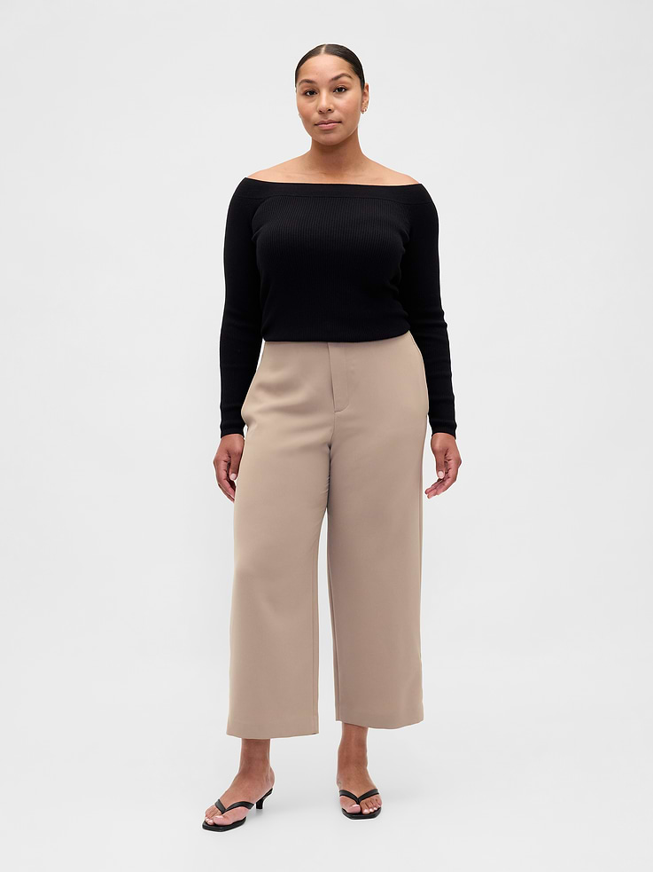 Image number 5 showing, High Rise Twill Straight Ankle Pants